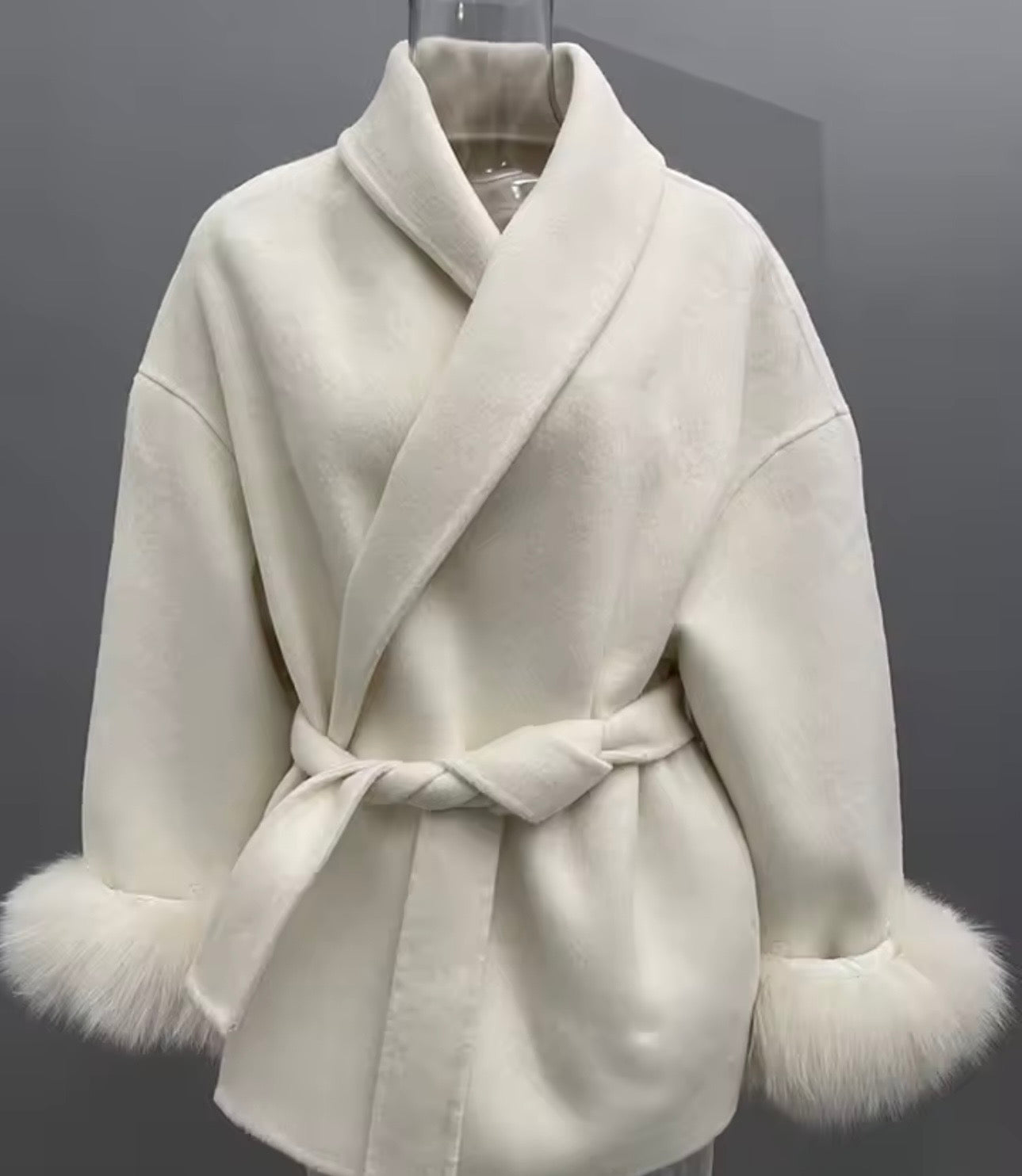 UCXQ Elegant OL Office Lady Overcoats Fur Patchwork Long Sleeve Woolen Coat Beautiful Women's Clothing Jacket Autumn 2025 Winter